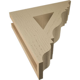 Ekena Millwork - BKTUR035X14X14FST01RCPR - Timberthane Faux Wood Funston Style Bracket, Traditional Ends, 3 1/2"W x 14"D x 14"H, Primed Tan