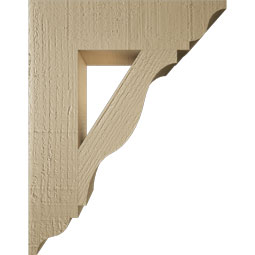 Ekena Millwork - BKTUR035X14X18FST01RCPR - Timberthane Faux Wood Funston Style Bracket, Traditional Ends, 3 1/2"W x 14"D x 18"H, Primed Tan