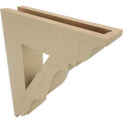 Ekena Millwork - BKTUR035X14X18FST01RCPR - Timberthane Faux Wood Funston Style Bracket, Traditional Ends, 3 1/2"W x 14"D x 18"H, Primed Tan