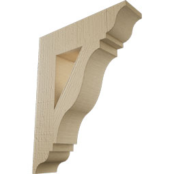 Ekena Millwork - BKTUR035X14X18FST01RCPR - Timberthane Faux Wood Funston Style Bracket, Traditional Ends, 3 1/2"W x 14"D x 18"H, Primed Tan