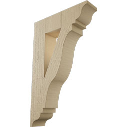 Ekena Millwork - BKTUR035X14X22FST01RCPR - Timberthane Faux Wood Funston Style Bracket, Traditional Ends, 3 1/2"W x 14"D x 22"H, Primed Tan