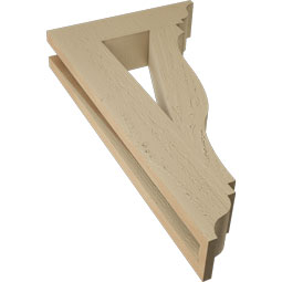 Ekena Millwork - BKTUR035X14X26FST01RCPR - Timberthane Faux Wood Funston Style Bracket, Traditional Ends, 3 1/2"W x 14"D x 26"H, Primed Tan