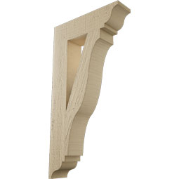Ekena Millwork - BKTUR035X14X26FST01RCPR - Timberthane Faux Wood Funston Style Bracket, Traditional Ends, 3 1/2"W x 14"D x 26"H, Primed Tan