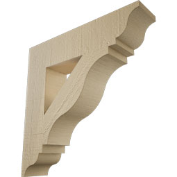 Ekena Millwork - BKTUR035X16X16FST01RCPR - Timberthane Faux Wood Funston Style Bracket, Traditional Ends, 3 1/2"W x 16"D x 16"H, Primed Tan