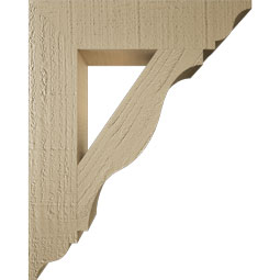 Ekena Millwork - BKTUR035X16X20FST01RCPR - Timberthane Faux Wood Funston Style Bracket, Traditional Ends, 3 1/2"W x 16"D x 20"H, Primed Tan