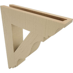 Ekena Millwork - BKTUR035X16X20FST01RCPR - Timberthane Faux Wood Funston Style Bracket, Traditional Ends, 3 1/2"W x 16"D x 20"H, Primed Tan