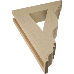 Ekena Millwork - BKTUR035X16X20FST01RCPR - Timberthane Faux Wood Funston Style Bracket, Traditional Ends, 3 1/2"W x 16"D x 20"H, Primed Tan