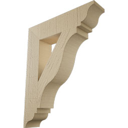 Ekena Millwork - BKTUR035X16X20FST01RCPR - Timberthane Faux Wood Funston Style Bracket, Traditional Ends, 3 1/2"W x 16"D x 20"H, Primed Tan