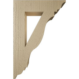 Ekena Millwork - BKTUR035X16X24FST01RCPR - Timberthane Faux Wood Funston Style Bracket, Traditional Ends, 3 1/2"W x 16"D x 24"H, Primed Tan