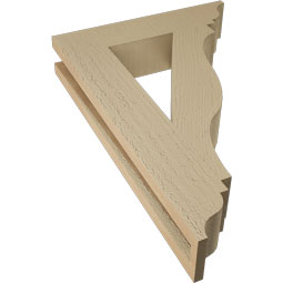Ekena Millwork - BKTUR035X16X24FST01RCPR - Timberthane Faux Wood Funston Style Bracket, Traditional Ends, 3 1/2"W x 16"D x 24"H, Primed Tan