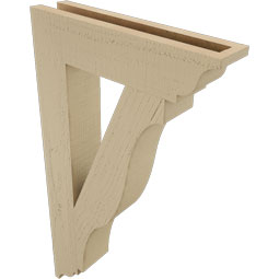 Ekena Millwork - BKTUR035X16X28FST01RCPR - Timberthane Faux Wood Funston Style Bracket, Traditional Ends, 3 1/2"W x 16"D x 28"H, Primed Tan