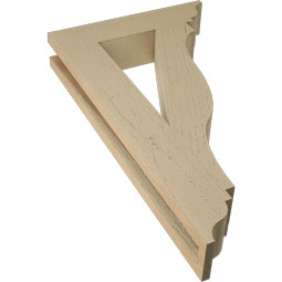 Ekena Millwork - BKTUR035X16X28FST01RCPR - Timberthane Faux Wood Funston Style Bracket, Traditional Ends, 3 1/2"W x 16"D x 28"H, Primed Tan