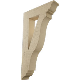 Ekena Millwork - BKTUR035X16X28FST01RCPR - Timberthane Faux Wood Funston Style Bracket, Traditional Ends, 3 1/2"W x 16"D x 28"H, Primed Tan