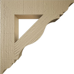 Ekena Millwork - BKTUR035X18X18FST01RCPR - Timberthane Faux Wood Funston Style Bracket, Traditional Ends, 3 1/2"W x 18"D x 18"H, Primed Tan