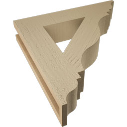 Ekena Millwork - BKTUR035X18X18FST01RCPR - Timberthane Faux Wood Funston Style Bracket, Traditional Ends, 3 1/2"W x 18"D x 18"H, Primed Tan