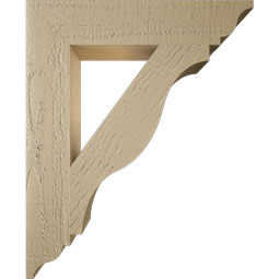 Ekena Millwork - BKTUR035X18X22FST01RCPR - Timberthane Faux Wood Funston Style Bracket, Traditional Ends, 3 1/2"W x 18"D x 22"H, Primed Tan