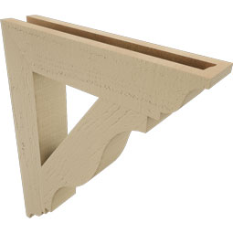 Ekena Millwork - BKTUR035X18X22FST01RCPR - Timberthane Faux Wood Funston Style Bracket, Traditional Ends, 3 1/2"W x 18"D x 22"H, Primed Tan