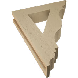 Ekena Millwork - BKTUR035X18X22FST01RCPR - Timberthane Faux Wood Funston Style Bracket, Traditional Ends, 3 1/2"W x 18"D x 22"H, Primed Tan