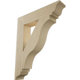 Ekena Millwork - BKTUR035X18X22FST01RCPR - Timberthane Faux Wood Funston Style Bracket, Traditional Ends, 3 1/2"W x 18"D x 22"H, Primed Tan