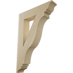 Ekena Millwork - BKTUR035X18X26FST01RCPR - Timberthane Faux Wood Funston Style Bracket, Traditional Ends, 3 1/2"W x 18"D x 26"H, Primed Tan
