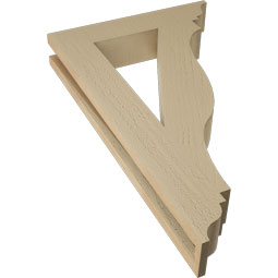 Ekena Millwork - BKTUR035X18X30FST01RCPR - Timberthane Faux Wood Funston Style Bracket, Traditional Ends, 3 1/2"W x 18"D x 30"H, Primed Tan