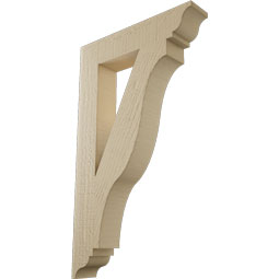 Ekena Millwork - BKTUR035X18X30FST01RCPR - Timberthane Faux Wood Funston Style Bracket, Traditional Ends, 3 1/2"W x 18"D x 30"H, Primed Tan