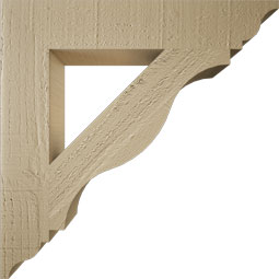 Ekena Millwork - BKTUR035X20X20FST01RCPR - Timberthane Faux Wood Funston Style Bracket, Traditional Ends, 3 1/2"W x 20"D x 20"H, Primed Tan