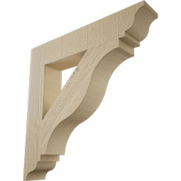 Ekena Millwork - BKTUR035X20X20FST01RCPR - Timberthane Faux Wood Funston Style Bracket, Traditional Ends, 3 1/2"W x 20"D x 20"H, Primed Tan