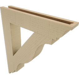 Ekena Millwork - BKTUR035X20X24FST01RCPR - Timberthane Faux Wood Funston Style Bracket, Traditional Ends, 3 1/2"W x 20"D x 24"H, Primed Tan