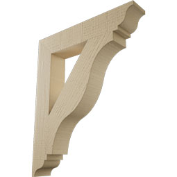 Ekena Millwork - BKTUR035X20X24FST01RCPR - Timberthane Faux Wood Funston Style Bracket, Traditional Ends, 3 1/2"W x 20"D x 24"H, Primed Tan