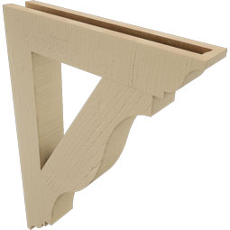 Ekena Millwork - BKTUR035X20X28FST01RCPR - Timberthane Faux Wood Funston Style Bracket, Traditional Ends, 3 1/2"W x 20"D x 28"H, Primed Tan