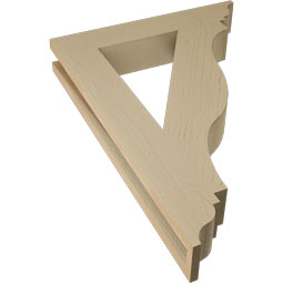 Ekena Millwork - BKTUR035X20X28FST01RCPR - Timberthane Faux Wood Funston Style Bracket, Traditional Ends, 3 1/2"W x 20"D x 28"H, Primed Tan