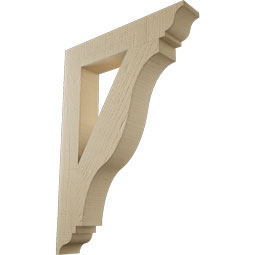 Ekena Millwork - BKTUR035X20X28FST01RCPR - Timberthane Faux Wood Funston Style Bracket, Traditional Ends, 3 1/2"W x 20"D x 28"H, Primed Tan