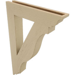 Ekena Millwork - BKTUR035X20X32FST01RCPR - Timberthane Faux Wood Funston Style Bracket, Traditional Ends, 3 1/2"W x 20"D x 32"H, Primed Tan