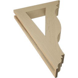 Ekena Millwork - BKTUR035X20X32FST01RCPR - Timberthane Faux Wood Funston Style Bracket, Traditional Ends, 3 1/2"W x 20"D x 32"H, Primed Tan