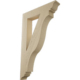 Ekena Millwork - BKTUR035X20X32FST01RCPR - Timberthane Faux Wood Funston Style Bracket, Traditional Ends, 3 1/2"W x 20"D x 32"H, Primed Tan