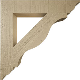 Ekena Millwork - BKTUR035X22X22FST01RCPR - Timberthane Faux Wood Funston Style Bracket, Traditional Ends, 3 1/2"W x 22"D x 22"H, Primed Tan