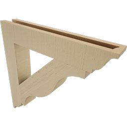 Ekena Millwork - BKTUR035X22X22FST01RCPR - Timberthane Faux Wood Funston Style Bracket, Traditional Ends, 3 1/2"W x 22"D x 22"H, Primed Tan