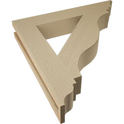 Ekena Millwork - BKTUR035X22X22FST01RCPR - Timberthane Faux Wood Funston Style Bracket, Traditional Ends, 3 1/2"W x 22"D x 22"H, Primed Tan