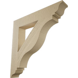 Ekena Millwork - BKTUR035X22X22FST01RCPR - Timberthane Faux Wood Funston Style Bracket, Traditional Ends, 3 1/2"W x 22"D x 22"H, Primed Tan
