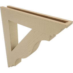 Ekena Millwork - BKTUR035X22X26FST01RCPR - Timberthane Faux Wood Funston Style Bracket, Traditional Ends, 3 1/2"W x 22"D x 26"H, Primed Tan
