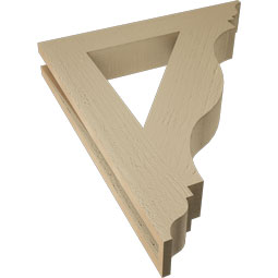 Ekena Millwork - BKTUR035X22X26FST01RCPR - Timberthane Faux Wood Funston Style Bracket, Traditional Ends, 3 1/2"W x 22"D x 26"H, Primed Tan