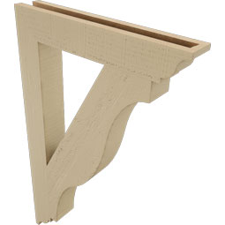 Ekena Millwork - BKTUR035X22X34FST01RCPR - Timberthane Faux Wood Funston Style Bracket, Traditional Ends, 3 1/2"W x 22"D x 34"H, Primed Tan