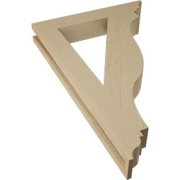 Ekena Millwork - BKTUR035X22X34FST01RCPR - Timberthane Faux Wood Funston Style Bracket, Traditional Ends, 3 1/2"W x 22"D x 34"H, Primed Tan
