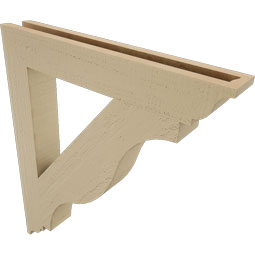 Ekena Millwork - BKTUR035X24X28FST01RCPR - Timberthane Faux Wood Funston Style Bracket, Traditional Ends, 3 1/2"W x 24"D x 28"H, Primed Tan