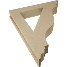 Ekena Millwork - BKTUR035X24X28FST01RCPR - Timberthane Faux Wood Funston Style Bracket, Traditional Ends, 3 1/2"W x 24"D x 28"H, Primed Tan