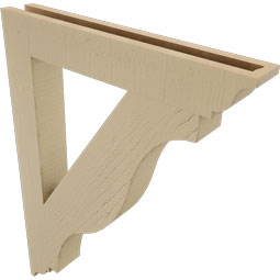 Ekena Millwork - BKTUR035X24X32FST01RCPR - Timberthane Faux Wood Funston Style Bracket, Traditional Ends, 3 1/2"W x 24"D x 32"H, Primed Tan