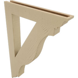 Ekena Millwork - BKTUR035X24X36FST01RCPR - Timberthane Faux Wood Funston Style Bracket, Traditional Ends, 3 1/2"W x 24"D x 36"H, Primed Tan