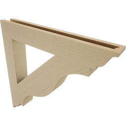 Ekena Millwork - BKTUR035X26X26FST01RCPR - Timberthane Faux Wood Funston Style Bracket, Traditional Ends, 3 1/2"W x 26"D x 26"H, Primed Tan