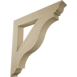 Ekena Millwork - BKTUR035X26X26FST01RCPR - Timberthane Faux Wood Funston Style Bracket, Traditional Ends, 3 1/2"W x 26"D x 26"H, Primed Tan